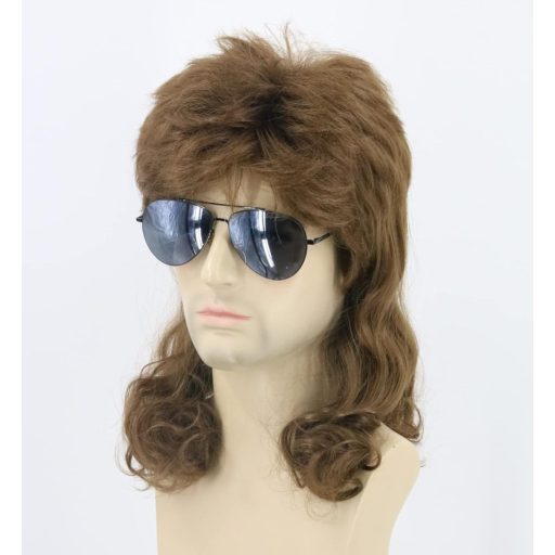 Topcosplay Parochňa Mullet v štýle 70./80. rokov - Hnedé Kučeravé Vlasy na Karneval, Halloween, Žiaruvzdorné Syntetické Vlákna, 58-62 cm