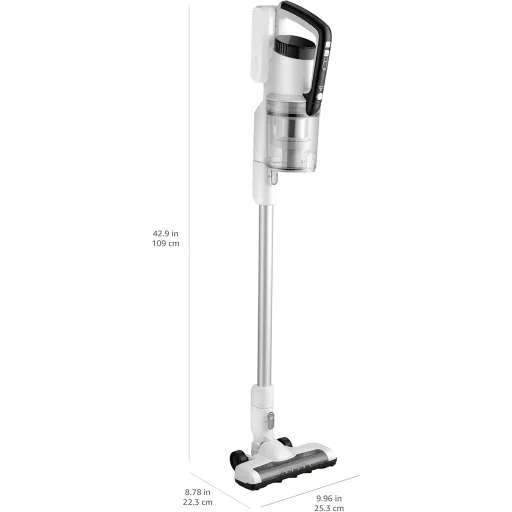 Bezdrôtový 2v1 vysávač Amazon Basics, 150W DC motor, bielo-čierny