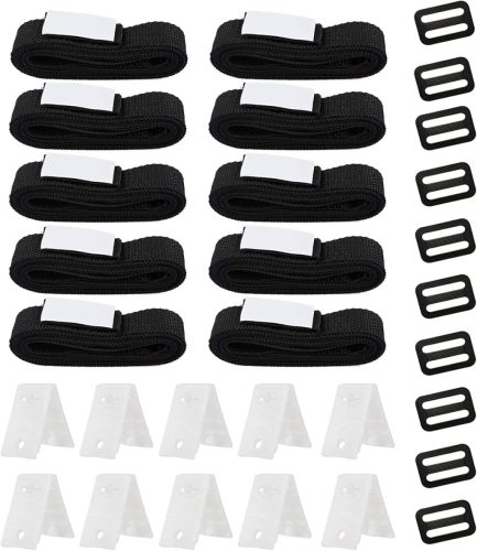 Poweka Medence Szolártakaró Rögzítő Készlet - 10 Univerzális Pánt, 10 Rögzítőlap és 10 Csat - Nylon Anyagból, 8-16 mm Takarókhoz