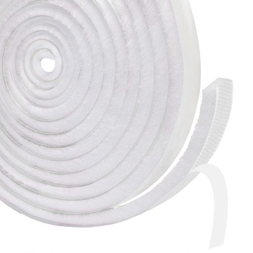 qipuneky Öntapadós Kefés Ajtótömítő Szalag 6m - Ajtó és Ablakszigetelő, Rovar és Porvédelem, Huzatgátló, Fehér, 9mm x 5mm
