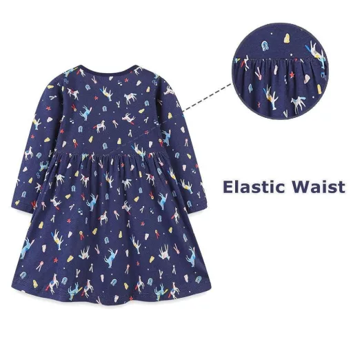 Dievčenské tričkové šaty Balipig s dlhým rukávom a kreslenou postavičkou