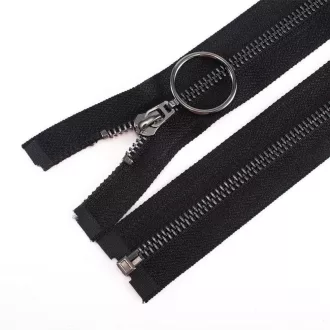   VOC #5 Félbevágott Fekete Metál Cipzár Világos Pisztolyfémes Fogakkal (2 darab)