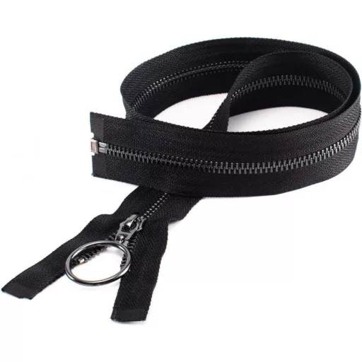 VOC #5 Félbevágott Fekete Metál Cipzár Világos Pisztolyfémes Fogakkal (2 darab)