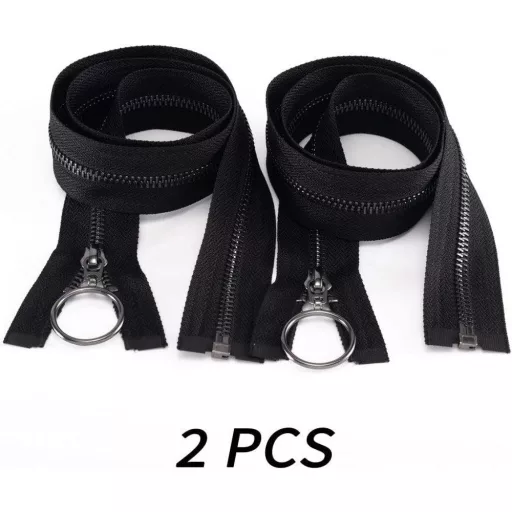 VOC #5 Félbevágott Fekete Metál Cipzár Világos Pisztolyfémes Fogakkal (2 darab)