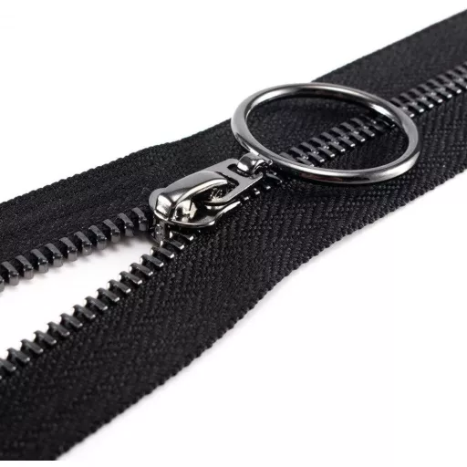 VOC #5 Félbevágott Fekete Metál Cipzár Világos Pisztolyfémes Fogakkal (2 darab)