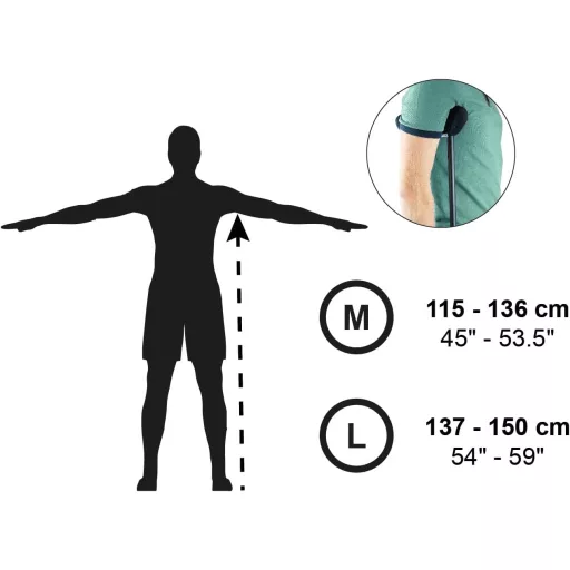 KMINA Podpažná barla veľkosť M, nastaviteľná výška, polstrovaná, hliníková, čierna