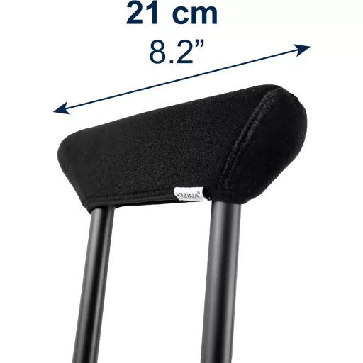 KMINA Podpažná barla veľkosť M, nastaviteľná výška, polstrovaná, hliníková, čierna