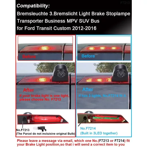 jojono HD Tolatókamera Féklámpás Autóbusz Tetőkamera Parkolássegítő Ford Transit Custom