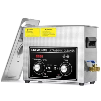   Dispozitiv de curățare cu ultrasunete CREWORKS 6L, 180W, cu încălzire, pentru proteze dentare, bijuterii și ceasuri