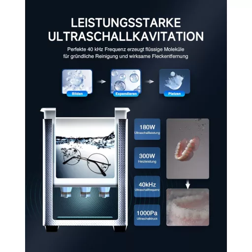 CREWORKS 6L Ultrasonic Tisztító Gép 180W Fűtéssel Fogsor Ékszer Óra Tisztításhoz