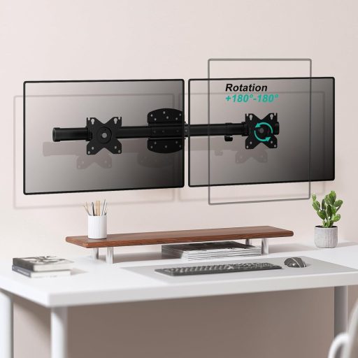 WALI Dual Monitor Fali Tartó, 2 Képernyőhöz 27" Vízszintes Rögzítő Kar, Fekete