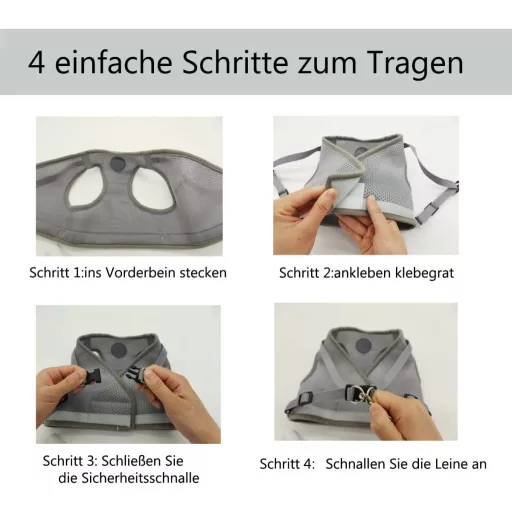 Hund&Kutz Súprava postroja pre psa s vodítkom, nastaviteľná vesta pre psov a mačky, s reflexnými prúžkami, modrá, veľkosť S