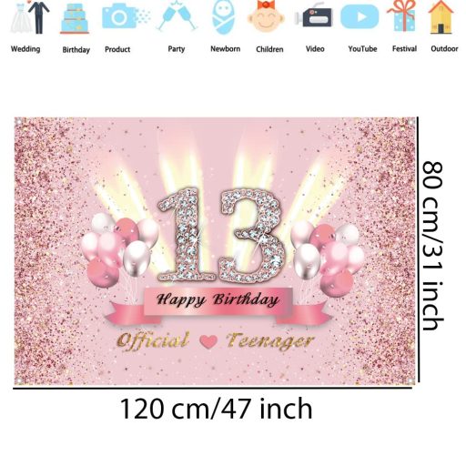 Dekorácia na 13. narodeniny pre dievčatá - Banner Oficiálne tínedžerka