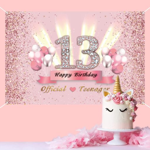 Dekorácia na 13. narodeniny pre dievčatá - Banner Oficiálne tínedžerka