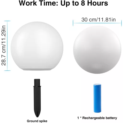 Lafhome napelemes kerti lámpa IP67 vízálló 30cm gömb 9 módú RGB