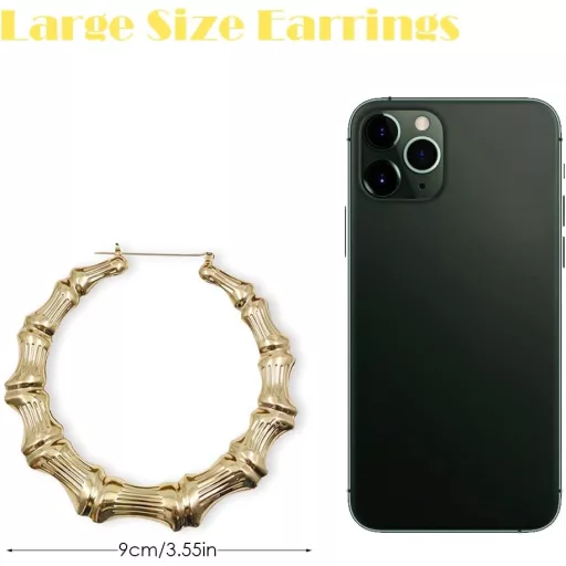 Chihutown Bambusz Karika Fülbevaló Nagy Méretű Oversized Hoops Napi Viseletre