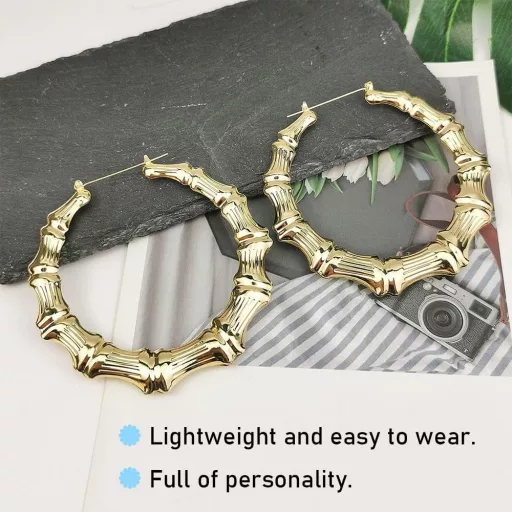 Chihutown Bambusz Karika Fülbevaló Nagy Méretű Oversized Hoops Napi Viseletre