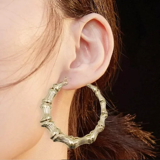 Chihutown Bambusz Karika Fülbevaló Nagy Méretű Oversized Hoops Napi Viseletre