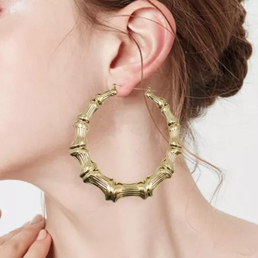 Chihutown Bambusz Karika Fülbevaló Nagy Méretű Oversized Hoops Napi Viseletre