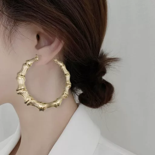 Chihutown Bambusz Karika Fülbevaló Nagy Méretű Oversized Hoops Napi Viseletre