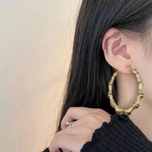 Chihutown Bambusz Karika Fülbevaló Nagy Méretű Oversized Hoops Napi Viseletre