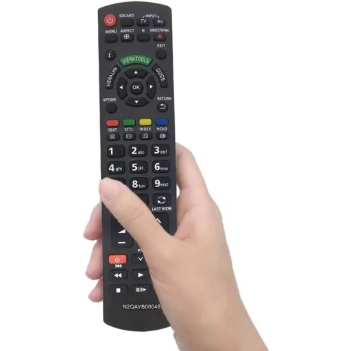 LFYSJTX Panasonic TV Távirányító N2QAYB000487 - Univerzális Csere Távirányító Televízióhoz, Programozás Nélkül, 10m Hatótáv, Fekete