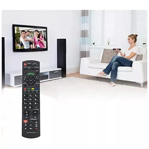 LFYSJTX Panasonic TV Távirányító N2QAYB000487 - Univerzális Csere Távirányító Televízióhoz, Programozás Nélkül, 10m Hatótáv, Fekete