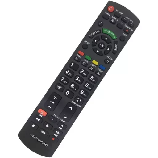 LFYSJTX Panasonic TV Távirányító N2QAYB000487 - Univerzális Csere Távirányító Televízióhoz, Programozás Nélkül, 10m Hatótáv, Fekete