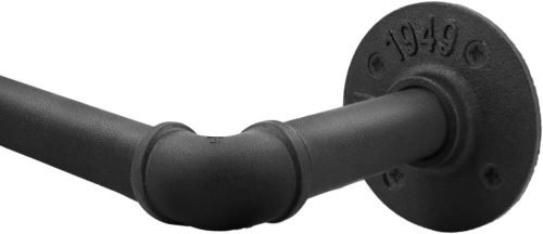 Bară de perdea industrială Qlfyuu - Șină metalică extensibilă pentru perdele opace, 110-210 cm, Negru, Separator de cameră antiderapant pentru ferestre, Dormitor