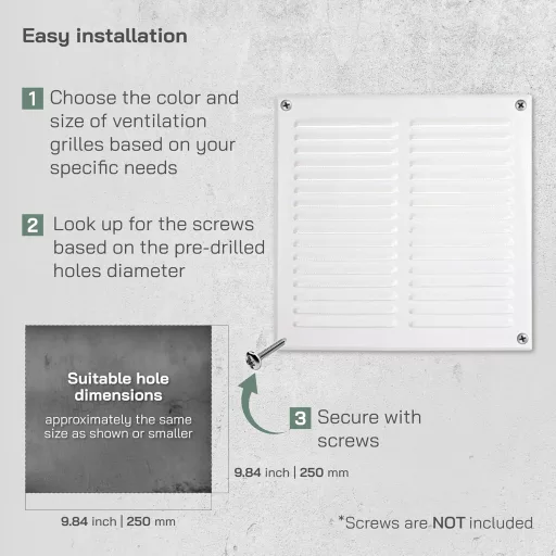 Grilaj de ventilație din metal alb Vent Systems 29,5x29,5 cm cu plasă împotriva insectelor