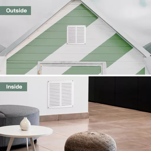 Grilaj de ventilație din metal alb Vent Systems 29,5x29,5 cm cu plasă împotriva insectelor