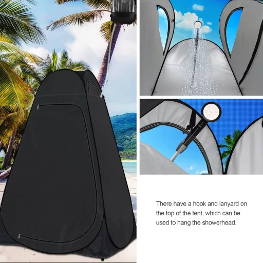 Cort Portabil Duș și Toaletă riggoo - Cort Pop-Up pentru Schimbat Haine, Camping, Plajă - Protecție UV 50+, Impermeabil, Cu Geantă, 120x120x195 cm