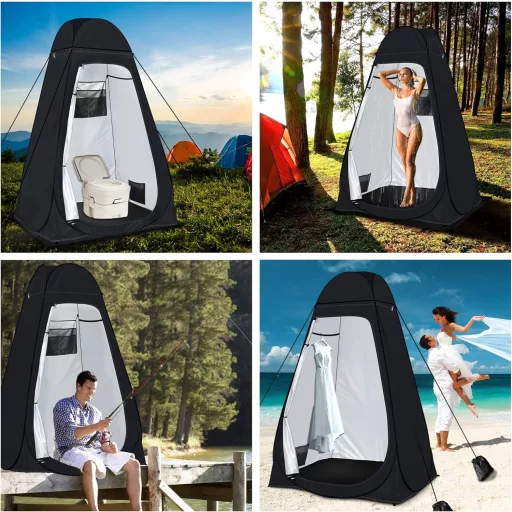 Cort Portabil Duș și Toaletă riggoo - Cort Pop-Up pentru Schimbat Haine, Camping, Plajă - Protecție UV 50+, Impermeabil, Cu Geantă, 120x120x195 cm