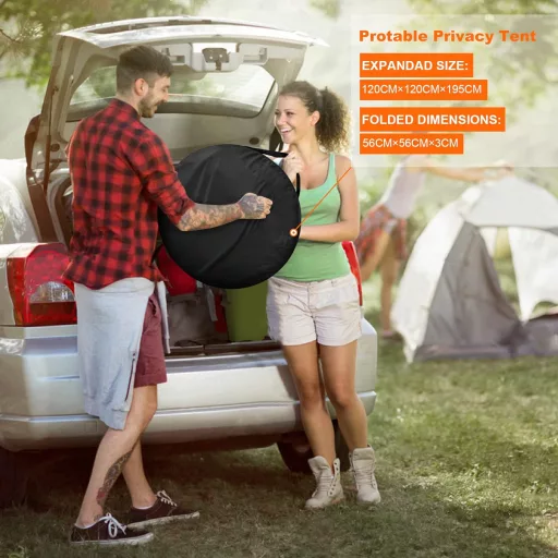 Cort Portabil Duș și Toaletă riggoo - Cort Pop-Up pentru Schimbat Haine, Camping, Plajă - Protecție UV 50+, Impermeabil, Cu Geantă, 120x120x195 cm