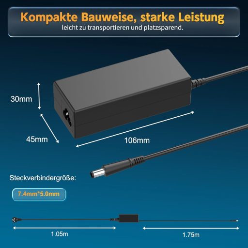 BIUBOTY 90W Laptop Töltő HP EliteBook, ProBook, Pavilion, Envy, Stream Sorozathoz - Univerzális Tápkábel 4.5x3.0mm Csatlakozóval