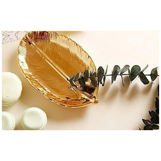 Zlatá miska na šperky pre ženy | Elegantný listový držiak na prstene a drobnosti | Darček, prebalený tovar