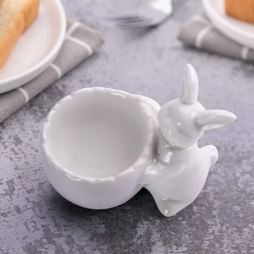 WW STYLE 2 db kerámia tojástartó nyúl mintával, porcelán tojáshenger ajándék