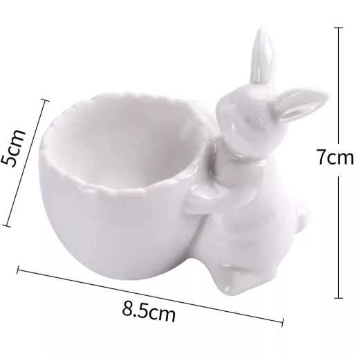 WW STYLE 2 db kerámia tojástartó nyúl mintával, porcelán tojáshenger ajándék