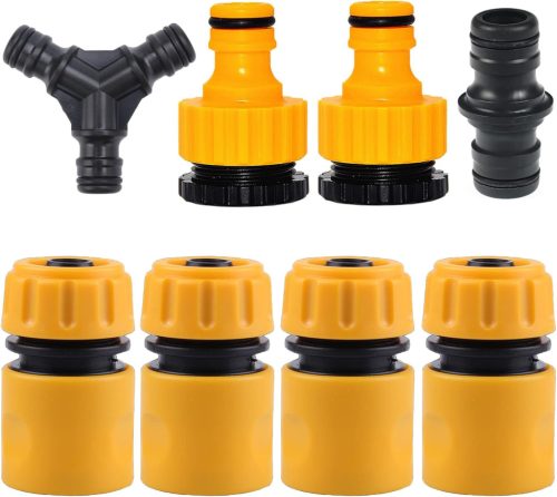 Set de 8 piese YUNSTK pentru conectarea furtunului de grădină - conector dublu 1/2", distribuitor Y, adaptor 2 în 1, adaptor furtun de apă