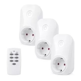   Set Prize Inteligente Wireless HBN cu Telecomandă - 3 Prize + Telecomandă, 3680W, Rază de Acțiune 30m, Funcție de Auto-Învățare, Pentru Interior
