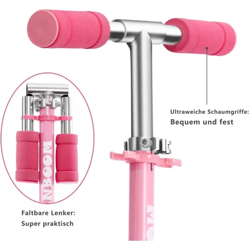 TENBOOM Összecsukható Gyerekroller 3 Éves Kortól, LED Kerekek, Magasságállítható - LED pink