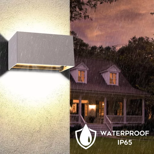 Kingwei 20W LED fali lámpa szürke, fel-le állítható, meleg fehér 3000K, IP65 vízálló