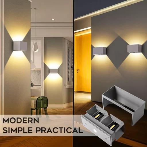 Aplică de perete LED Kingwei 20W, gri, cu fascicul reglabil sus-jos, alb cald 3000K, rezistentă la apă IP65