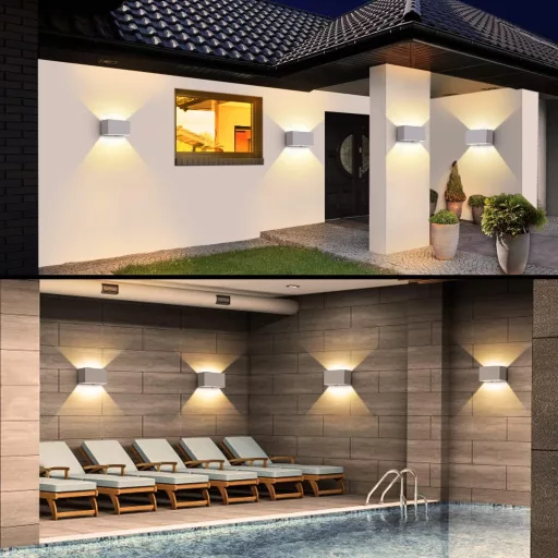 Aplică de perete LED Kingwei 20W, gri, cu fascicul reglabil sus-jos, alb cald 3000K, rezistentă la apă IP65