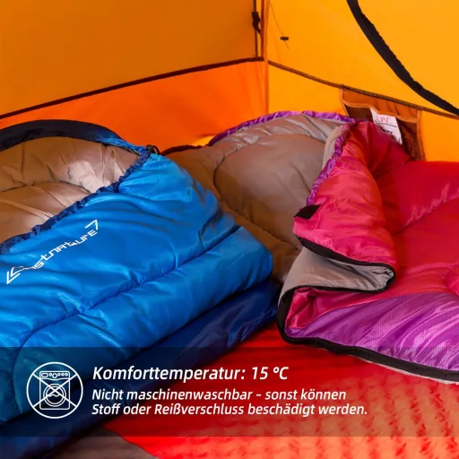 Clostnature Ľahký spací vak na kempovanie - 3-sezónny vodeodolný turistický spací vak 10-15°C, Spojiteľný zips, pre dospelých, 220x80cm