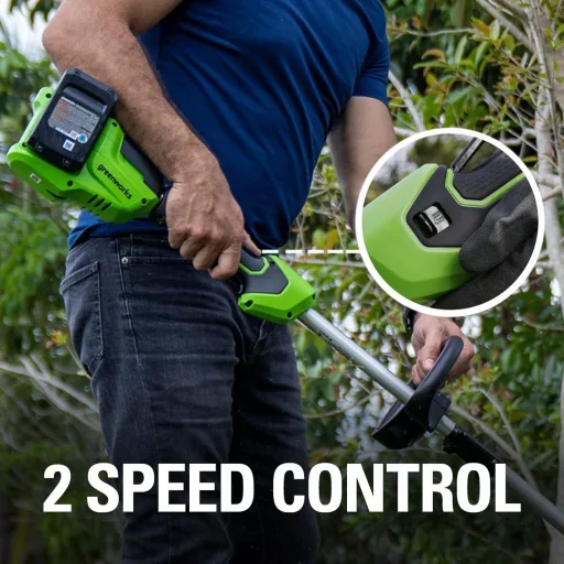 Greenworks 24V akkus fűnyíró 33cm vágásszélességgel, 2x2Ah akkuval és töltővel