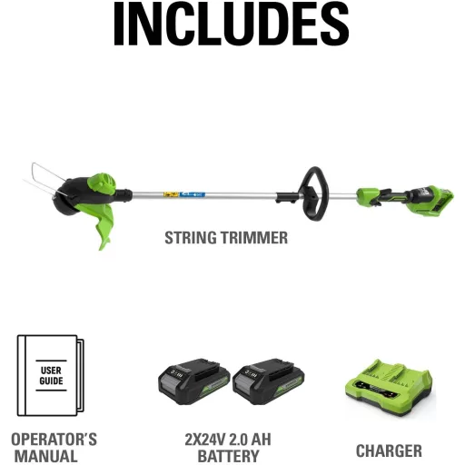 Akumulátorová kosačka Greenworks 24V so záberom 33 cm, 2x2Ah batériami a nabíjačkou