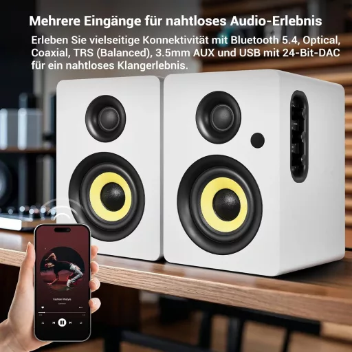 Aktívny regálový reproduktor Sanyun SW206 80W – štúdiový monitor a Hi-Fi režim, Bluetooth 5.0