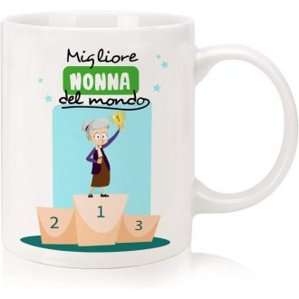   Ugtee "A világ legjobb nagymamája" feliratú 350ml-es fehér kávésbögre - Anyák napi ajándékötlet