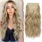 Extensii de păr cu clips FESHFEN, 4 bucăți, 50 cm, ondulate, păr sintetic, blond cenușiu închis pentru femei, 180g